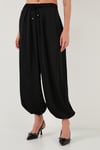 Lela Oversize Bağlamalı Balon Paça Saten Şalvar Bayan Pantolon 68351199 SİYAH