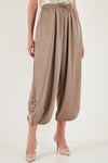 Lela Oversize Bağlamalı Balon Paça Saten Şalvar Bayan Pantolon 68351199 VİZON