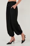 Lela Oversize Bağlamalı Balon Paça Saten Şalvar Bayan Pantolon 68351199 SİYAH