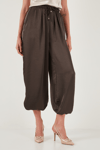 Lela Oversize Bağlamalı Balon Paça Saten Şalvar Bayan Pantolon 68351199 KAHVE