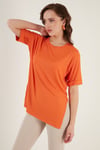 Lela Oversize Bisiklet Yaka Yırtmaç Detaylı Bayan Bluz 5863683 ORANJ