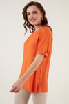 Lela Oversize Bisiklet Yaka Yırtmaç Detaylı Bayan Bluz 5863683 ORANJ
