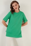 Lela Oversize Bisiklet Yaka Yırtmaç Detaylı Bayan Bluz 5863683 BENETTON