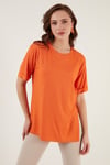 Lela Oversize Bisiklet Yaka Yırtmaç Detaylı Bayan Bluz 5863683 ORANJ