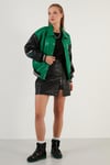 Lela Oversize Cepli Bomber Suni Bayan Deri Mont 6230104 BENETTON
