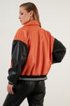 Lela Oversize Cepli Bomber Suni Bayan Deri Mont 6230104 ORANJ