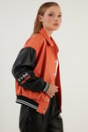 Lela Oversize Cepli Bomber Suni Bayan Deri Mont 6230104 ORANJ