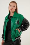 Lela Oversize Cepli Bomber Suni Bayan Deri Mont 6230104 BENETTON