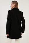 Lela Oversize Çift Düğmeli Cepli Uzun Bayan Kaban 6230058 SİYAH
