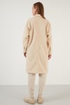 Lela Oversize Çift Düğmeli Kruvaze Yaka Uzun Bayan Kaban 6230043 TAŞ