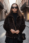 Lela Oversize Fit Dik Yaka Fermuarlı Bayan Kürk 497ZETA LEOPAR