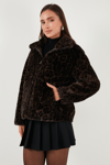 Lela Oversize Fit Dik Yaka Fermuarlı Bayan Kürk 497ZETA LEOPAR
