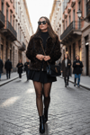 Lela Oversize Fit Dik Yaka Fermuarlı Bayan Kürk 497ZETA LEOPAR