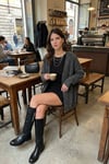 Lela Oversize Fit Düğmeli V Yaka Uzun Kollu Triko Bayan Hırka 4616232 ANTRASİT
