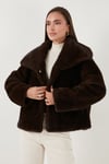 Lela Oversize Fit Geniş Yaka Astarlı Bayan Kürk 497AFRA KAHVE
