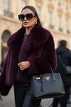 Lela Oversize Fit Gömlek Yaka Cepli Astarlı  Mont Bayan Kürk 497BERRY BORDO
