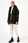 Lela Oversize Fit Kapüşonlu Şişme Bayan Mont 640Y047 SİYAH