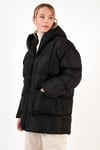 Lela Oversize Fit Kapüşonlu Şişme Bayan Mont 640Y047 SİYAH