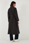 Lela Oversize Fit Kruvaze Yaka Kuşaklı Astarlı Bayan Trençkot 6839617 KOYU KAHVE