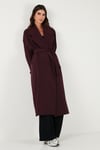 Lela Oversize Fit Kruvaze Yaka Kuşaklı Astarlı Bayan Trençkot 6839617 MÜRDÜM