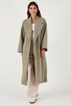 Lela Oversize Fit Kruvaze Yaka Kuşaklı Astarlı Bayan Trençkot 6839617 HAKİ