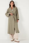 Lela Oversize Fit Kruvaze Yaka Kuşaklı Astarlı Bayan Trençkot 6839617 HAKİ