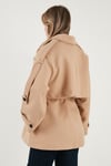 Lela Oversize Fit Kruvaze Yaka Kuşaklı Kaşe Bayan Kaban 6839669 CAMEL