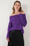 Lela Oversize Fit Madonna Yaka Triko Bayan Kazak 4615216 MOR