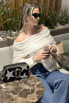 Lela Oversize Fit Madonna Yaka Triko Bayan Kazak 4615216 EKRU