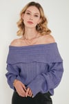 Lela Oversize Fit Madonna Yaka Triko Bayan Kazak 4615216 LİLA