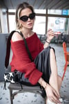 Lela Oversize Fit Madonna Yaka Triko Bayan Kazak 4615216 KIRMIZI