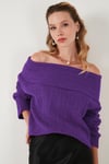 Lela Oversize Fit Madonna Yaka Triko Bayan Kazak 4615216 MOR