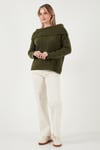 Lela Oversize Fit Madonna Yaka Triko Bayan Kazak 4615216 HAKİ