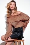 Lela Oversize Fit Madonna Yaka Triko Bayan Kazak 4615216 CAMEL