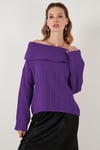 Lela Oversize Fit Madonna Yaka Triko Bayan Kazak 4615216 MOR