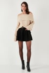 Lela Oversize Fit Madonna Yaka Triko Bayan Kazak 4615216 BEJ