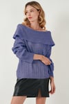 Lela Oversize Fit Madonna Yaka Triko Bayan Kazak 4615216 LİLA