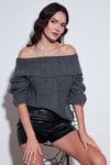Lela Oversize Fit Madonna Yaka Triko Bayan Kazak 4615216 ANTRASİT