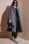 Lela Oversize Fit Mono Yaka Düğmeli Buklet Uzun Kaşe Bayan Kaban 6810236 ANTRASİT