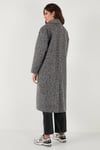 Lela Oversize Fit Mono Yaka Düğmeli Buklet Uzun Kaşe Bayan Kaban 6810236 ANTRASİT