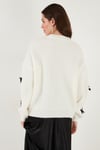 Lela Oversize Fit V Yaka Fiyonk Detaylı Düğmeli Bayan Hırka 4615577 EKRU