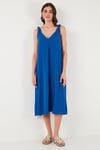 Lela Oversize Fit V Yaka Midi Boy Basic Bayan Elbise 6788688 SAKS