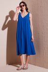 Lela Oversize Fit V Yaka Midi Boy Basic Bayan Elbise 6788688 SAKS