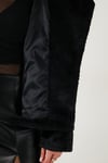 Lela Oversize Geniş Yaka Çıtçıt Düğmeli Astarlı Peluş Bayan Mont 6839623 SİYAH