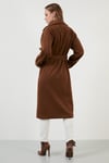 Lela Oversize Kemerli Cepli Kışlık Bayan Kaban 42190454 KAHVE