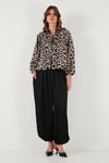 Lela Oversize Klasik Yaka Yarasa Kol Fermuarlı Bomber Bayan Ceket 6839636 LEOPAR