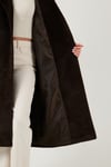 Lela Oversize Kruvaze Yaka Yumuşak Dokulu Uzun Bayan Kaban 6839610 KAHVE