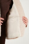 Lela Oversize Kruvaze Yaka Yumuşak Tüylü Düğmeli Astarlı Bayan Mont 6839659 BEJ