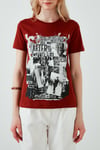Lela Pamuklu Baskılı Bisiklet Yaka Kadın T Shirt 6001004 KİREMİT