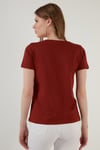 Lela Pamuklu Baskılı Bisiklet Yaka Kadın T Shirt 6001004 KİREMİT